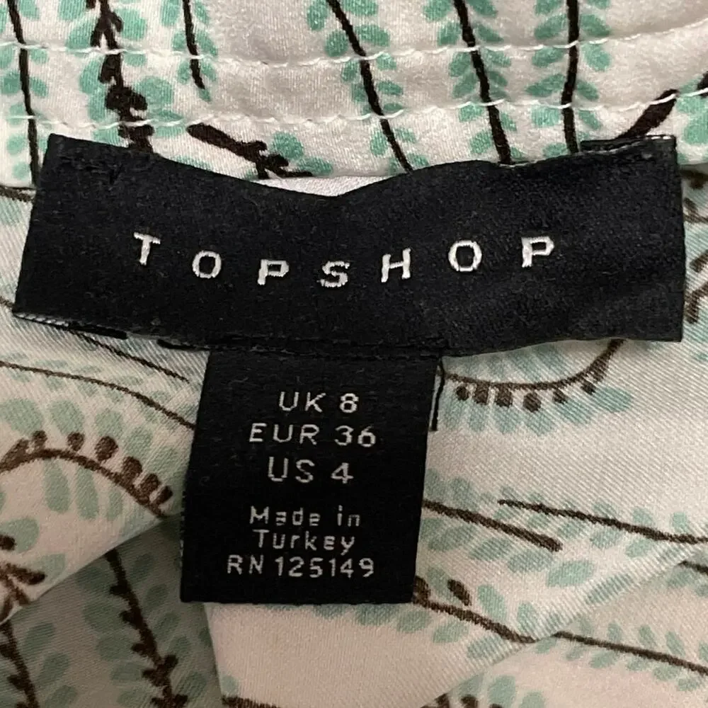 Topshop Women's Multicolor Asymmetric Printed Ruffle Midi Flared A-Line Skirt 4